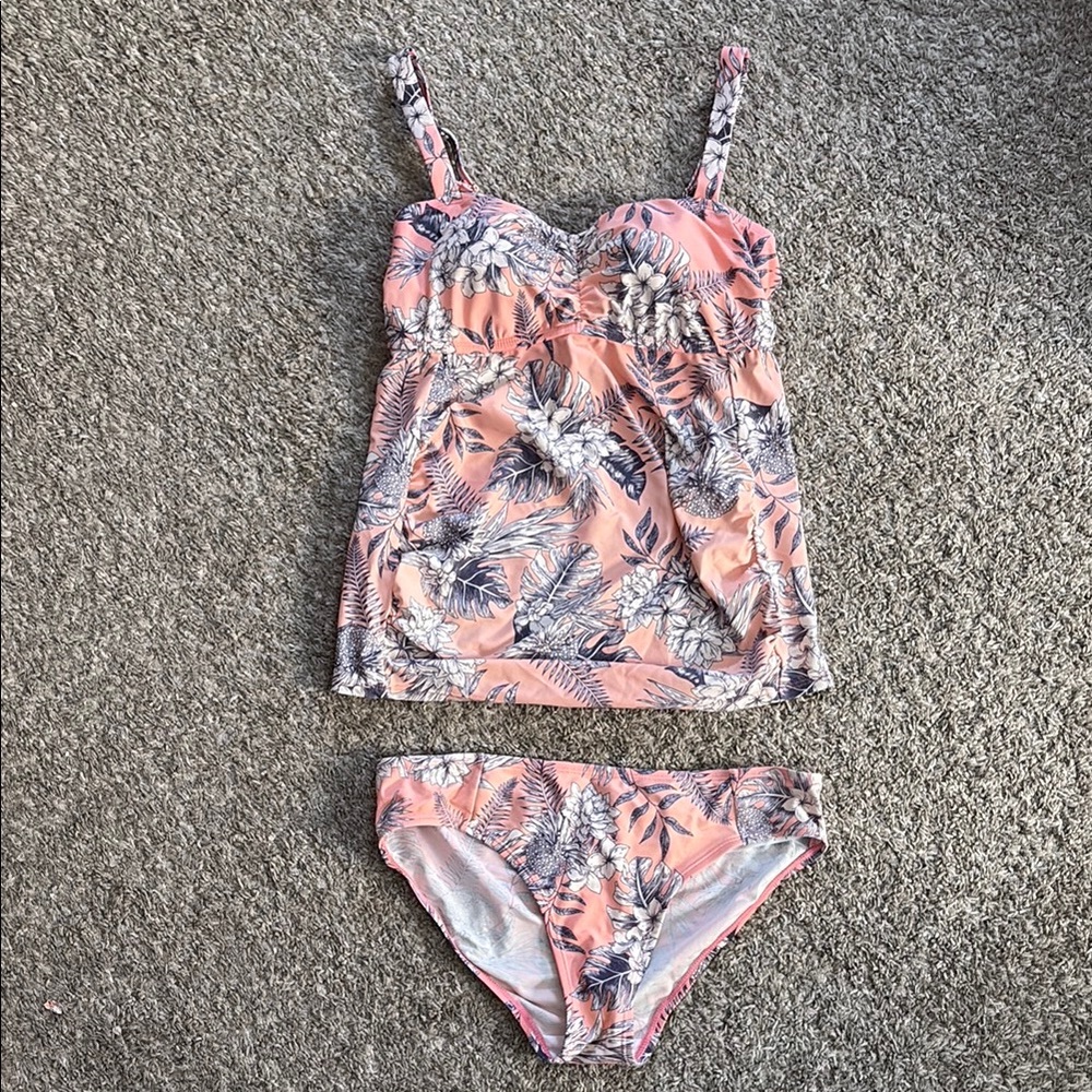 Motherhood Maternity Pink Floral Tankini Swim Set